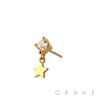 316L SURGICAL STEEL THREADLESS PUSH IN STAR CZ DANGLE TOP PART